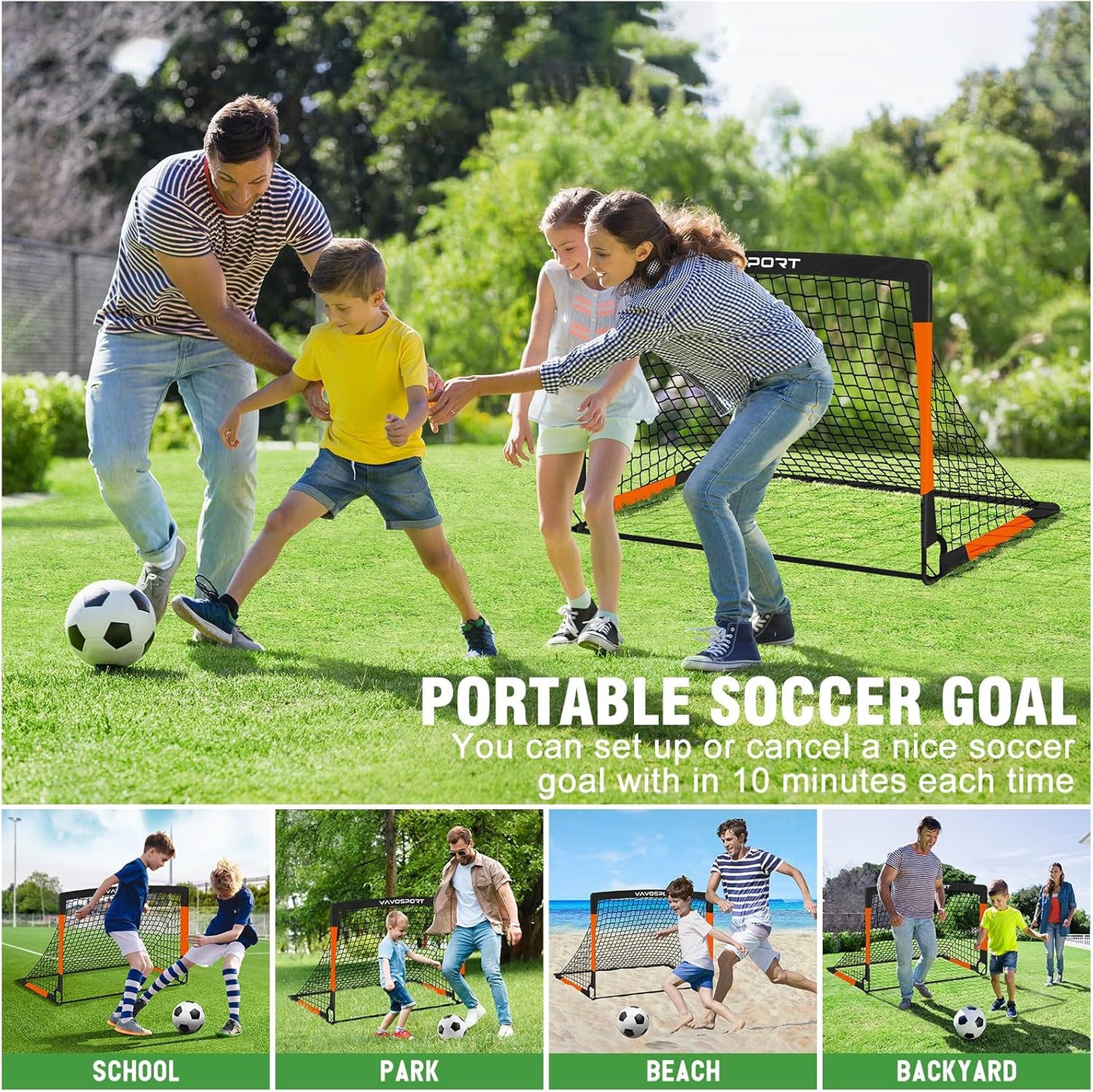 Kids Soccer Goals for Backyard Set, 2 of 4x3 / 6x4 ft Portable Soccer Goal Nets, Pop Up Mini Toddler Soccer Net Training Equipment & Ball, Cones for Ages 3-14, Outdoor Games Gifts for Youth