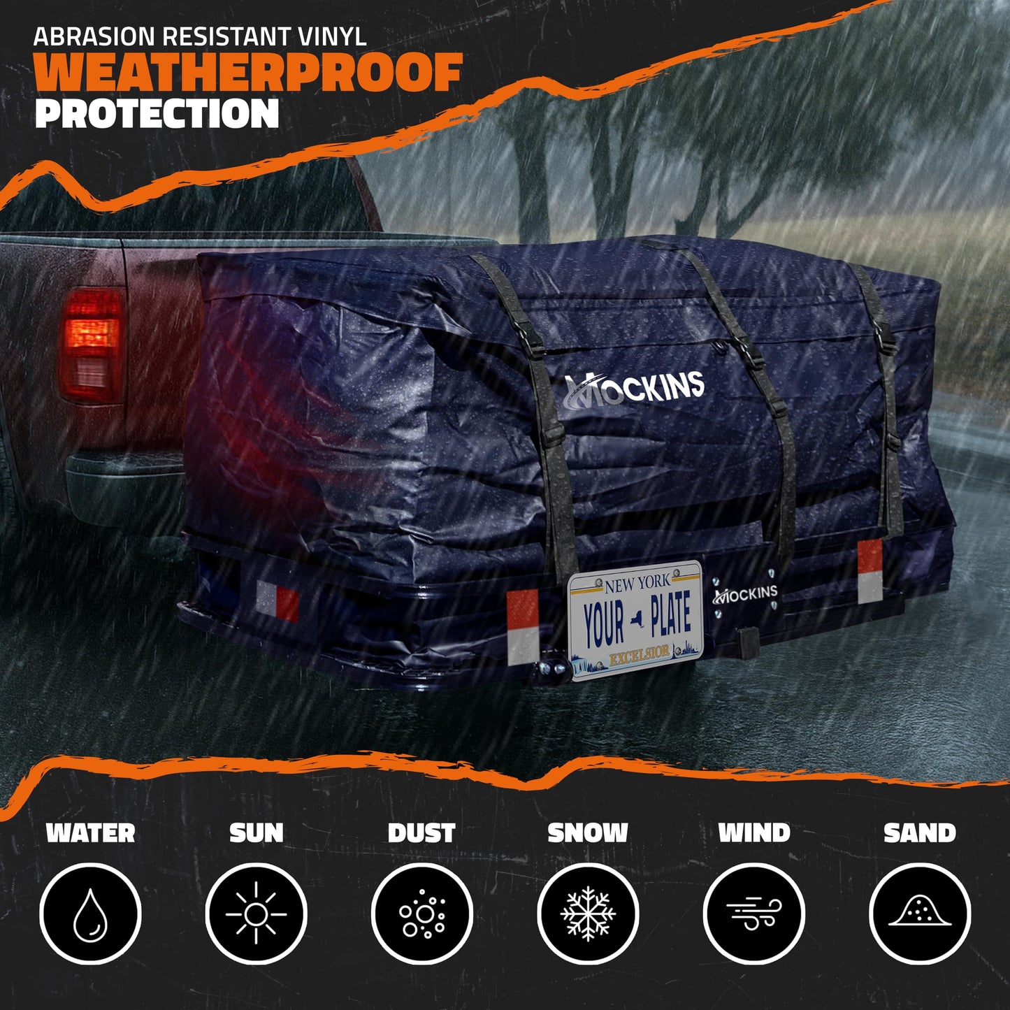 Mockins 60"x30"x6" Navy Trailer Hitch Cargo Carrier w/ 500 Lbs Capacity