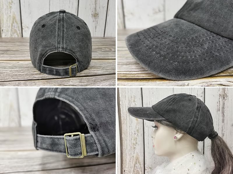 NASA-Style Embroidered Baseball Cap for Men & Women – Washed Black, One Size