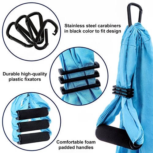 Aerial Yoga Swing Set - Yoga Hammock Aerial Swing - Aerial Sling Inversion Fly Kit - Flying Yoga Inversion Tool - Antigravity Ceiling Hanging Yoga Sling - Adult Kids Arial Door Yoga Swing (BLUE)