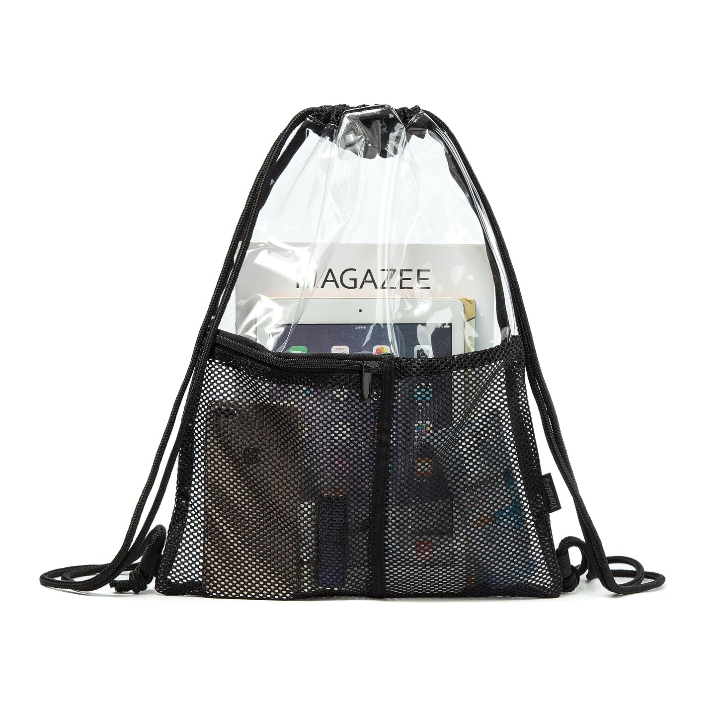 BORMELUN Clear Drawstring Backpack - Stadium Approved String Cinch Bag for Gym, Concerts, Clear Bag with Adjustable Straps Transparent