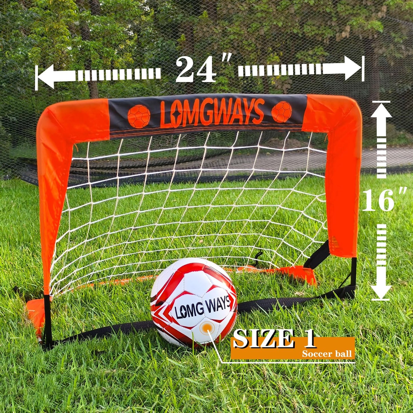 2x1.3FT Mini Kids Soccer Goal with Size 1 Soccer Ball and Carry Bag