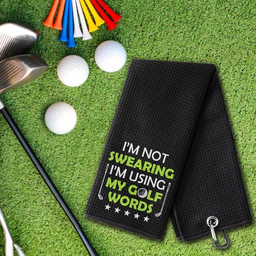 PIUFAM Embroidered Golf Towel, I'm Not Swearing I'm Using My Golf Words Funny Golf Towel, Golf Accessories for Men, Golf Gift for Men, Gift for Dad Grandpa Golf Lover Golf Fan Birthday Father's Day