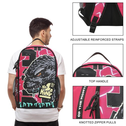 Godzilla Large Graphic 17.5” Pink Backpack