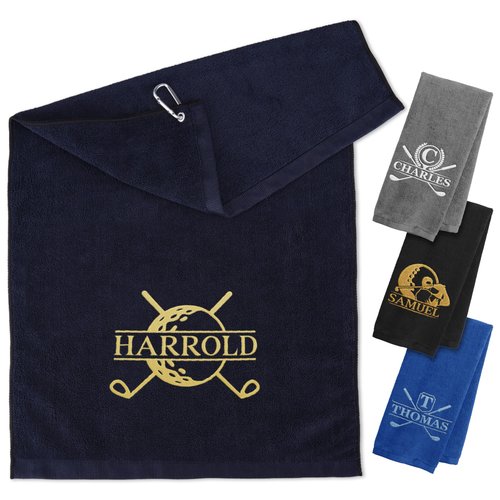 Personalized Golf Towel with Embroidered Name and Golf Design – Custom Golf Bag Towel with Clip, 26x16 Microfiber – Gift for Golf Lovers