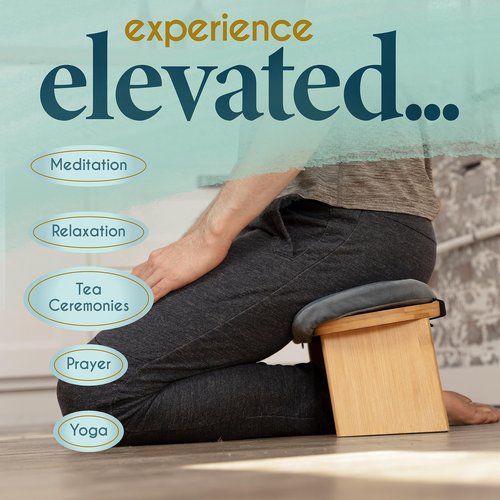 Florensi Bamboo Folding Meditation Bench - Prayer Bench with Cushion for Kneeling or Sitting - Comfortable Meditation Stool for Longer Sessions