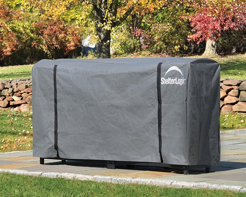 ShelterLogic 8-Foot Firewood Rack-in-a-Box Universal Cover – Full-Length, Weather-Resistant