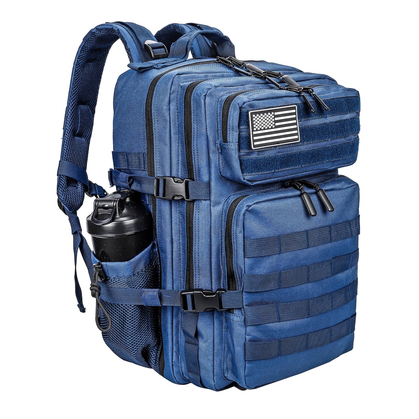 LHI Military Tactical Backpack for Men and Women 45L Army 3 Days Assault Pack Bag Large Rucksack with Molle System Blue