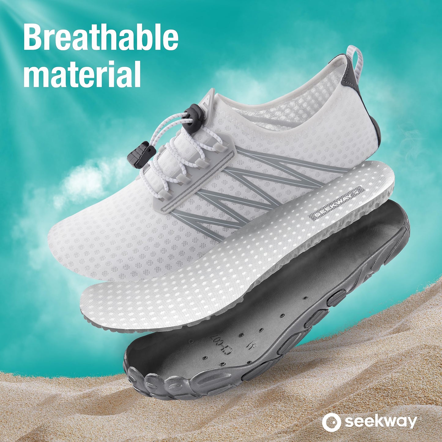 SEEKWAY Water Shoes Quick-Dry Barefoot Sports Aqua Beach Pool Swimming River Lake Hiking Kayaking Surfing Men Women AB055 Black Green SP001
