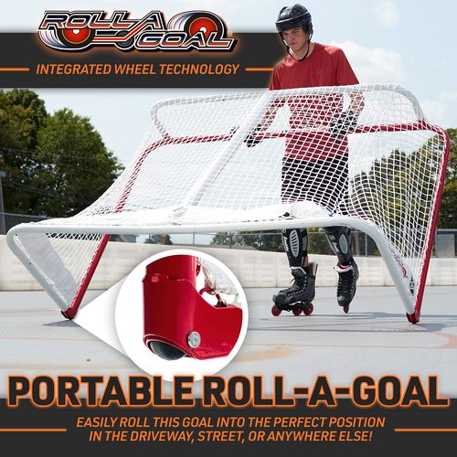 Franklin Sports NHL Street Hockey Goal - Portable Official Size Regulation Steel Street + Roller Hockey Goal with Wheels + Net - 72" x 48" - Championship