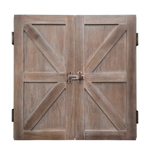 Howard Knox Farmhouse Rustic Barn Darboard Cabinet w/Chalkboard & Dart Holders