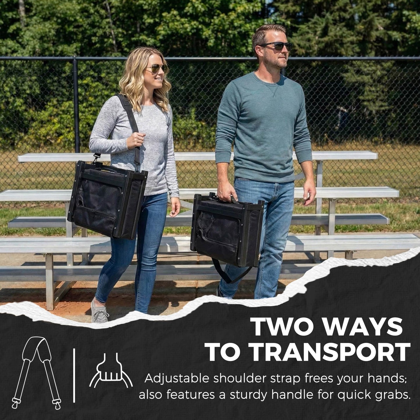 SPORT BEATS Stadium Seats with Back Support Bleacher Chairs with Back and Cushion Thick Padded Bleacher Seats Includes Shoulder Strap Maroon 2pcs Standard