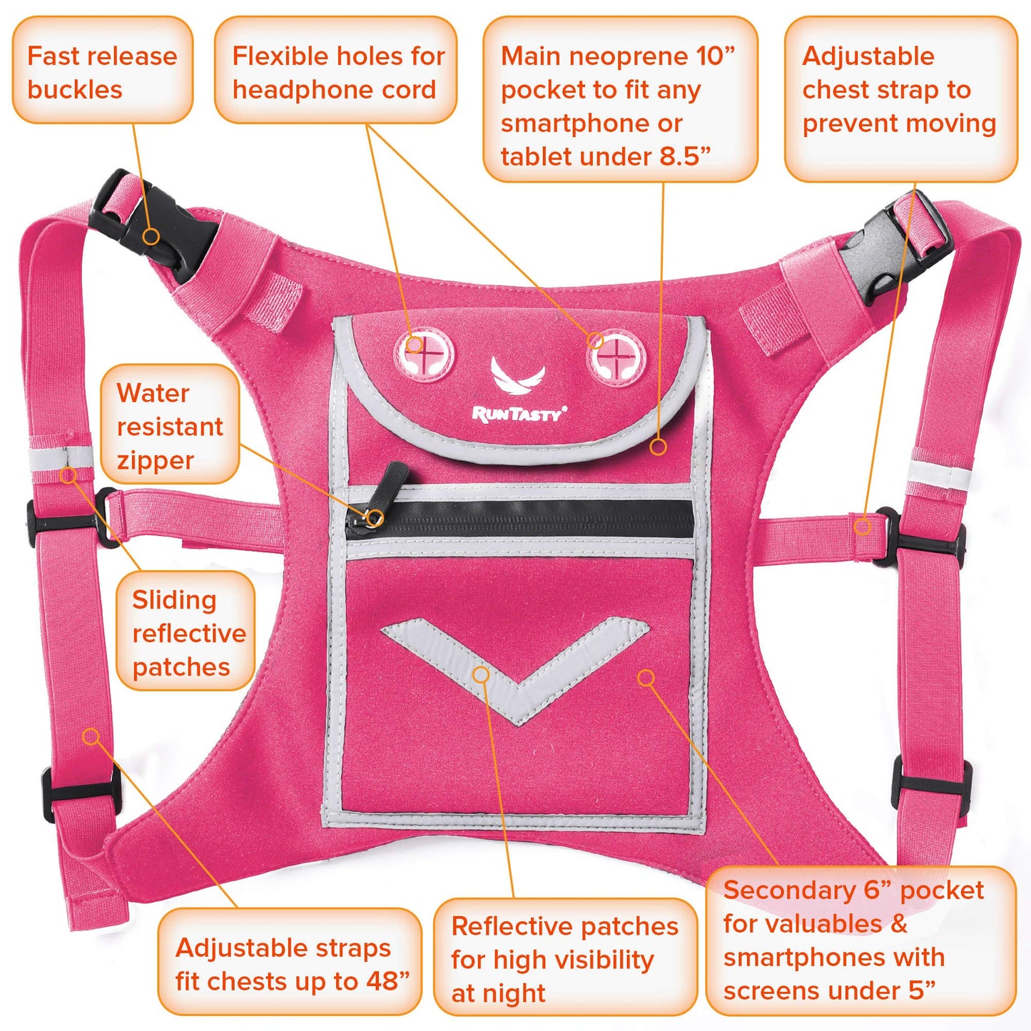 Running Mini Backpack Vest for Men & Women - Hi-viz gear, Holds Valuables, any Phone - Ideal for Fitness, Walking, Cycling!