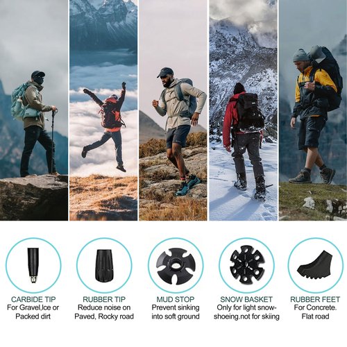 WWJ Collapsible Trekking Hiking Poles - 1 Pc Lightweight Adjustable Folding Walking Sticks for Hiking & Trekking (7075 Aluminum Alloy, Quick Lock System) Pole - for Men & Women Adults