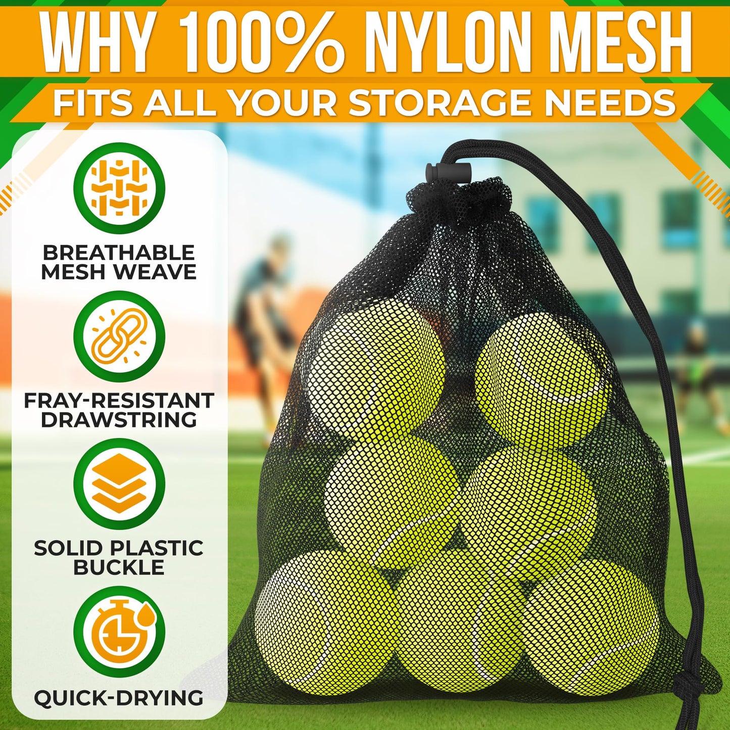 5Pcs Small Mesh Bags Drawstring Black Nylon – 11.8x7.48" Secure Cinch-Top, Mesh Bag for Tennis, Pickleball, Golf, Travel, Beach, Sports Equipment, and Mushroom Foraging – Quick-Dry and Tear-Resistant