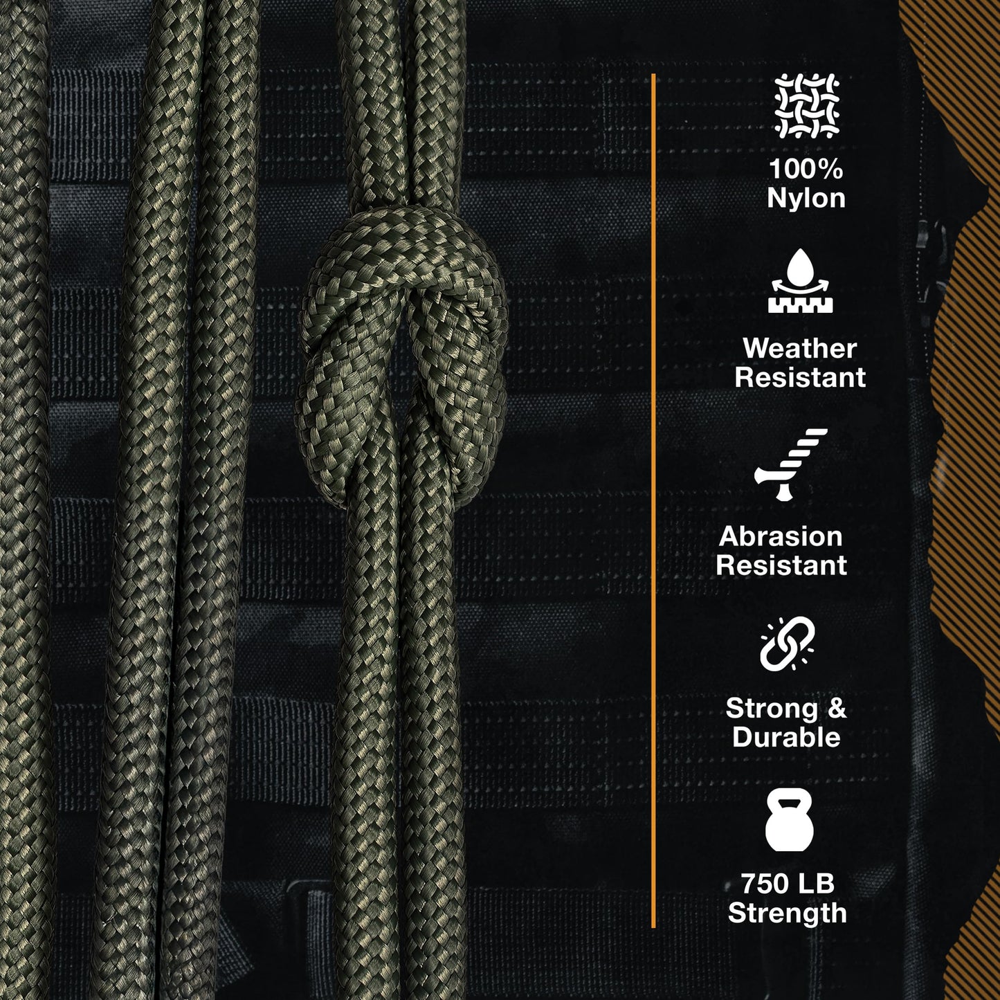 Mossy Oak Green Paracord Rope 750 with 11 Inner Strands | 50ft Nylon String, Tactical Survival Gear for Camping, Hunting, Fishing, Hiking, Crafting & DIY | Durable & Lightweight, 4mm Parachute Cord
