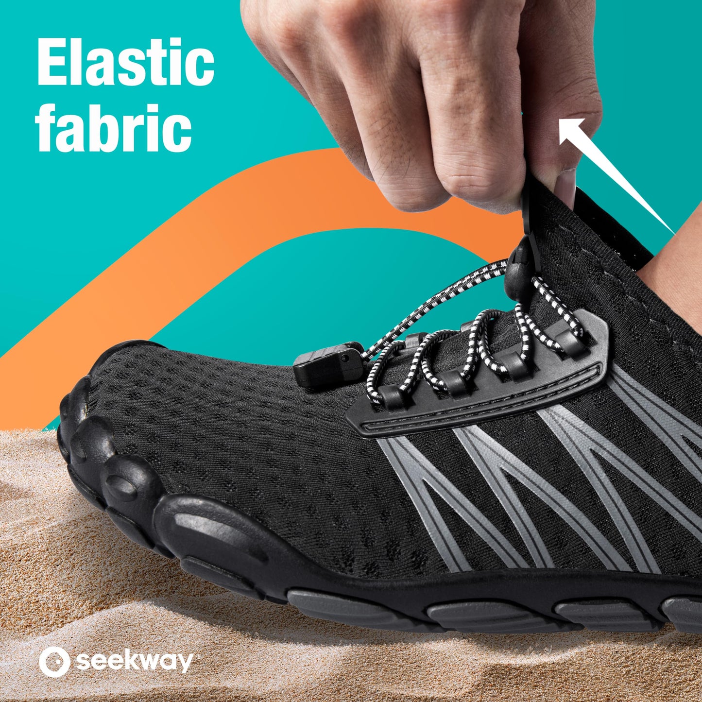 SEEKWAY Water Shoes Men Women Adult Quick-Dry Aqua Sock Barefoot for Beach Swim River Pool Lake Hiking Kayaking Surfing SP001(U) 406Black Size 10.5 Women/8.5 Men