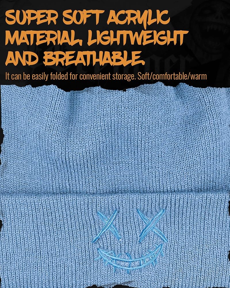 Devil Smile Beanie Hat for Men - Croogo Black One Size Kh26 Variation