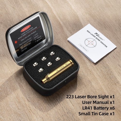 EZshoot 223 5.56mm Laser Bore Sight Red Laser 223/556 Bore Sight with 2 Sets of Batteries