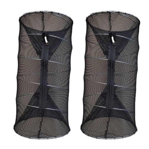 KRAKEN SUPPLY CO 2 Pack Fishing Bait Trap Crawfish Trap Minnow Trap 24in Large Folding Collapsible Heavy Duty Crawdads Bait Fish Traps Cast Net Shrimp Lobster (2 Traps)