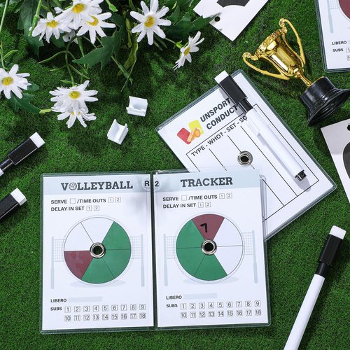 Seenelling 4 Set Volleyball Rotation Trackers Portable Volleyball Rotation Wheel Clipboard with Dry Erase Marker and Eraser Tip for Strategy Techniques Officials Referees and Coaches