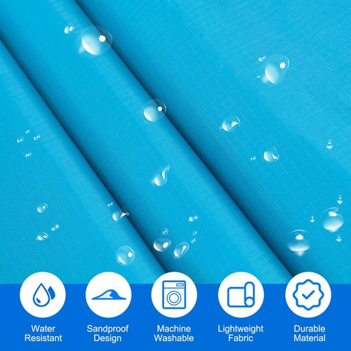 KPCB Tech Beach Blanket Sandproof Waterproof with Fence, 10' x 9' Sand Proof Beach Mat with 4 Weighted SandBags, Portable & Durable Extra Large Sand Free Mats