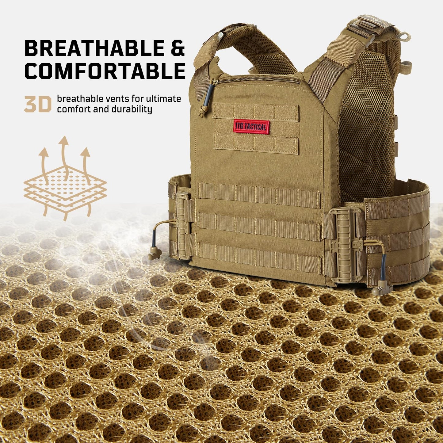 1TG Quick Release MOLLE Vest for Men Breathable and Adjustbale Vest, One Size Fully Adjustable
