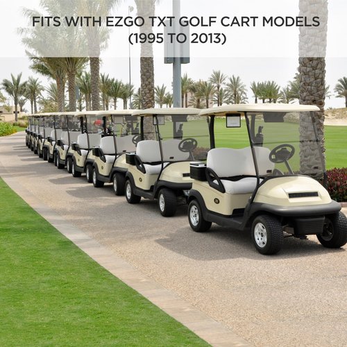 Ezgo Golf Cart Windshield Ezgo TXT Windshield Replacement for Front Fits 1995 to 2013 Ezgo TXT and Medalist Models Foldable Tinted UV Protection and Impact Resistant PC Shield