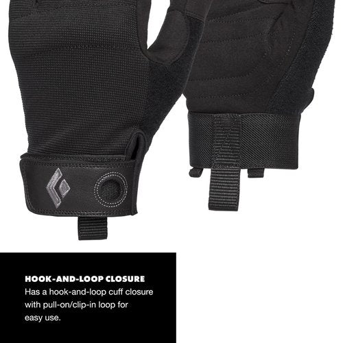 BLACK DIAMOND Men's Crag Full-Finger Rock Climbing Gloves for Belaying, Black, Large