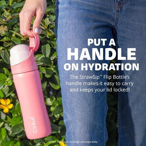 Cirkul 26oz StrawSip Flip Bottle, Luxe Leopard (White Leopard)
