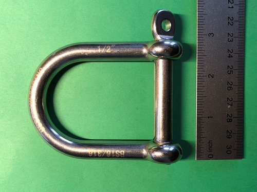US STAINLESS Stainless Steel 316 Wide D Shackle (1/2" Wide D)