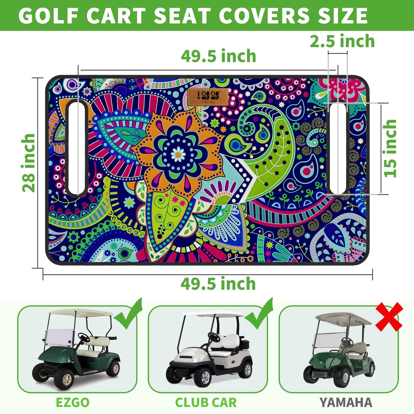 10L0L Universal Golf Cart Seat Cover Blanket Cushion Cover for EZGO TXT RXV/Club Car DS Precedent, Seat Towel for 2/4 Person Seats Suitable for All Weather