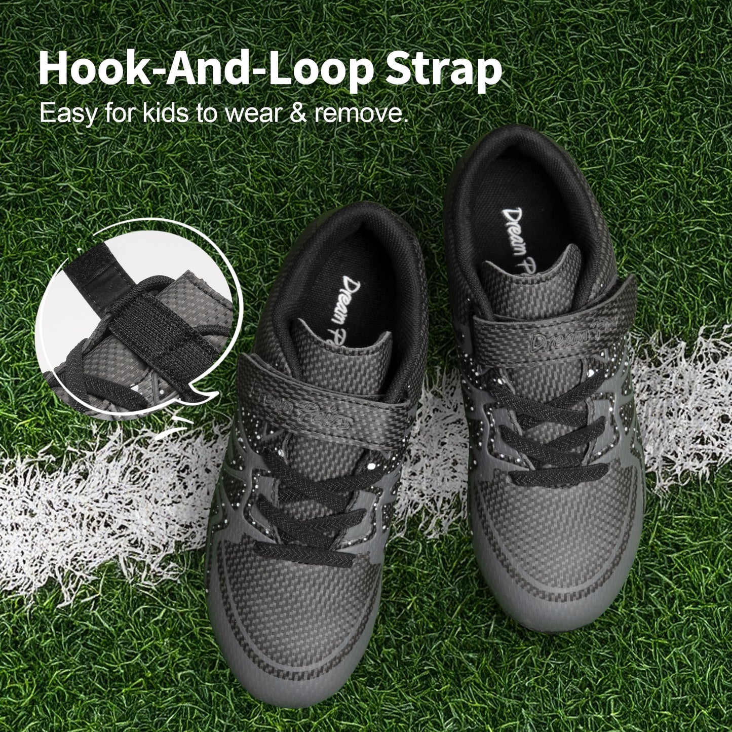 DREAM PAIRS Boys Girls Soccer Cleats Kids Youth Multi Ground Outdoor Football Shoes for Little/Big Kid,Size 13 Little Kid,Black/Dark Grey,SDSO19012K-A