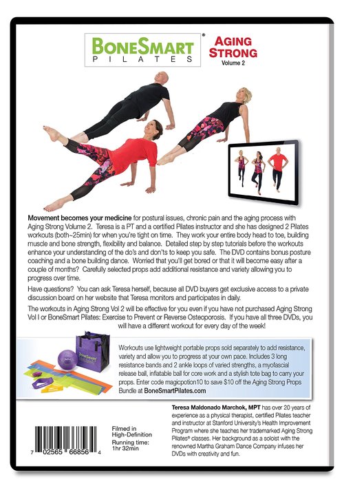 BoneSmart Pilates Aging Strong DVD Vol 2 with Enhanced Props Bundle - Newly Released! - Exercise to Build Bone, Avoid Injury, Age Strong