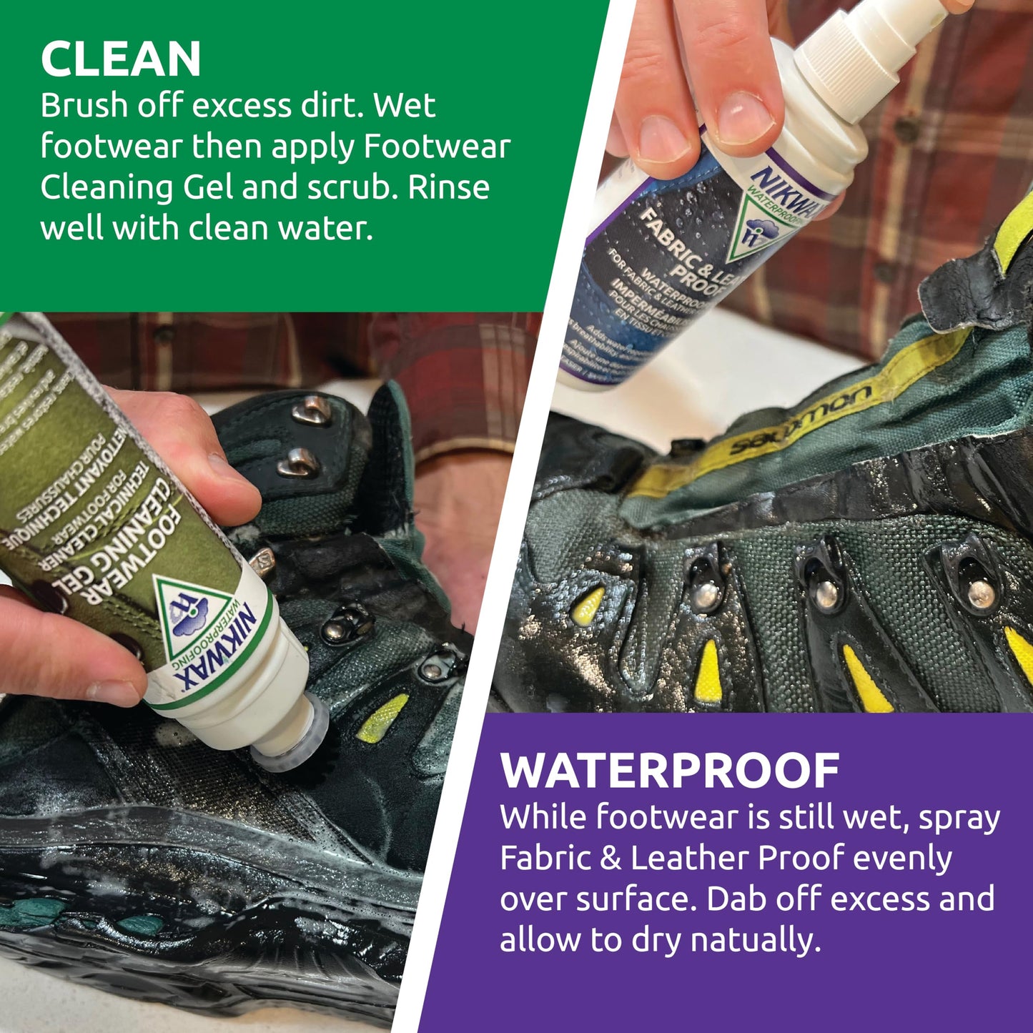 Nikwax Fabric & Leather Proof, Spray-On Waterproofing for Footwear, Restores DWR Water Repellency, Boot & Shoe Care, Rain Protection, Safe for Gore-Tex