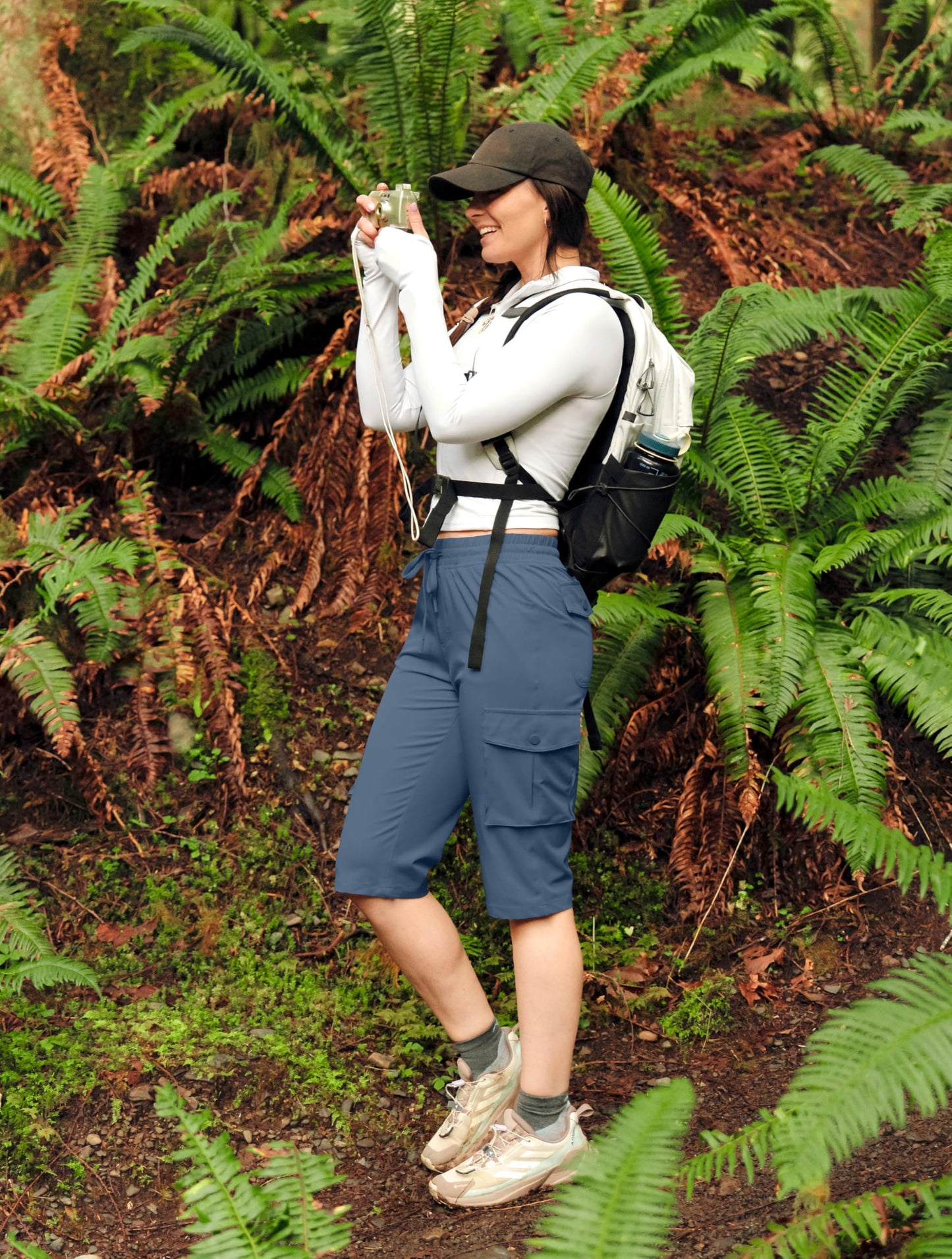 Viodia 15" Long Shorts for Women Hiking Cargo Bermuda Shorts Lightweight Quick Dry Knee Length Capris for Summer Travel Fishing