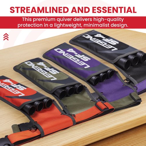 LEGEND SF4 Field Quiver for Arrows - Beginner-Friendly Arrow Quiver with 3 Arrow Tubes, Durable Archery Quiver with Adjustable Belt Strap, High End Waist Quiver, Arrow Holder for Field Archery - Black