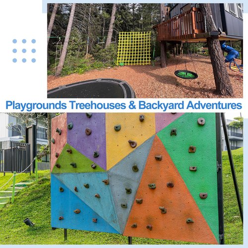PATIKIL Rock Climbing Holds, 10 Pcs Climbing Rock Wall Grips Play Set Climber Attachments with Single Holes for Playground Accessories Indoor Outdoor Tree Training, Blue-B
