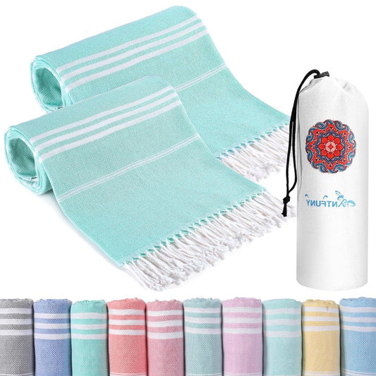 2 Pack Turkish Beach Towels Quick Dry Sand Free Oversized Bath Pool Swim Towel Extra Large XL Blanket Adult Travel Cruise Accessories Must Haves Clearance Stuff Necessities Vacation Essentials