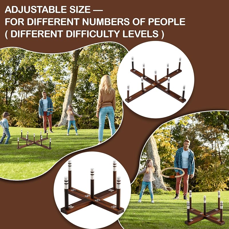 Large Ring Toss Game Set - Premium Outdoor Lawn & Beach Toss with 10 Rings, 9 Stands & Carrying Bag