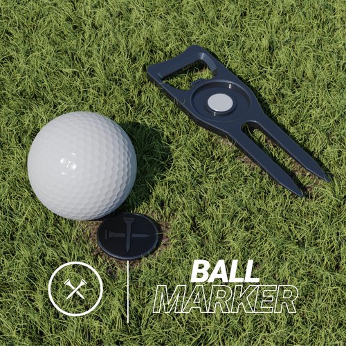Blue Tees Golf 6-in-1 Premium Divot Tool & Ball Marker - Bottle Opener - Club Tee - Groove Cleaner - Putting Alignment - Designed to Be the Ultimate Tool for the Green – Silver