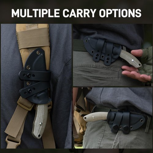 CJRB Mutt Fixed Blade Knife with Sheath, 3.18" AR-RPM9 Steel Blade with Micarta Handle Camping Hiking Survival Knife for Men Women, J1958 Green