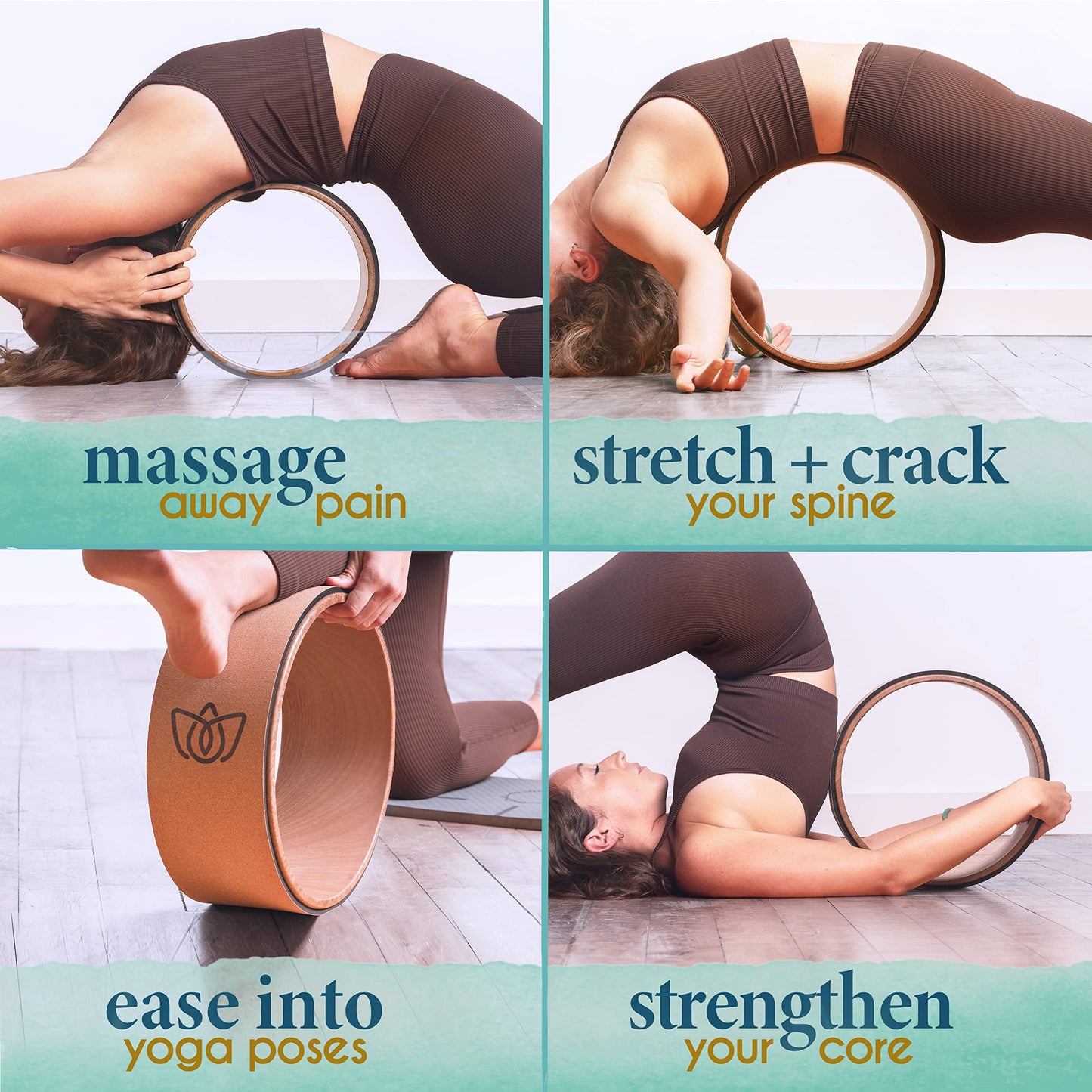 Florensi Yoga Wheel Set Pack of 3 Green Back Roller Spinal Stretch Set
