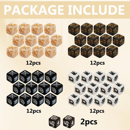 Extalas MTG dice Set with counters for Final Fantasy MTG - 50 dice Including keyword, +1 to +6, and -1 to -6 counters - Comes with Storage Box and Pouch (Pattern Version)
