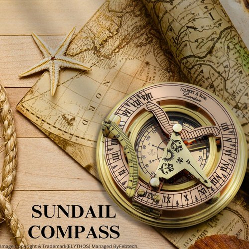 Polished Brass Functional Sundial Gilbert Compass with Leather Case - Birthday, Wedding, Anniversary, Retirement, Baptism, First Communion & Confirmation Gifts for Mens, Boys, Fathers, Husband