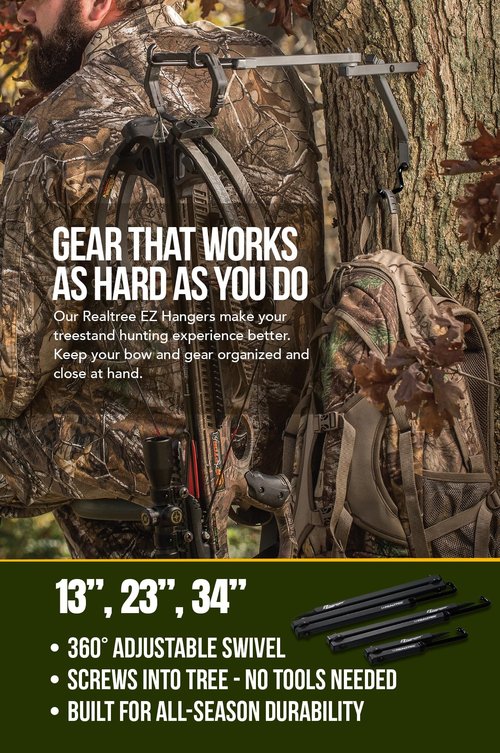 ealtree Multi-Purpose EZ Hanger Combo 3-Pack – 13”, 23”, 34” – Durable Tree Stand Bow and Gear Hanger for Hunting – Foldable, Lightweight, Easy-Screw Design