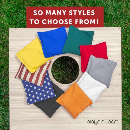 Play Platoon Weather Resistant Cornhole Bags Set of 8 - American Flag Corn Hole Bags (Stars & Stripes) - Outdoor Toss -Regulation Size & Weight