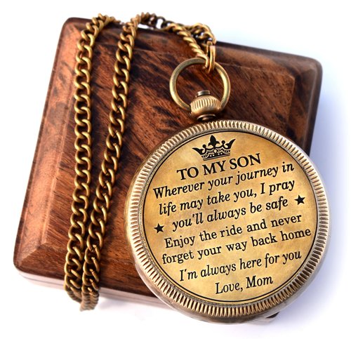 to My Son Compass with Wooden Box-Mom to Son Compass–Mother to Son Gifts-Graduation Day Gifts for Son-Hiking Backpacking Compass-Birthday Confirmation Students Baptism Communion Compass for Women Men