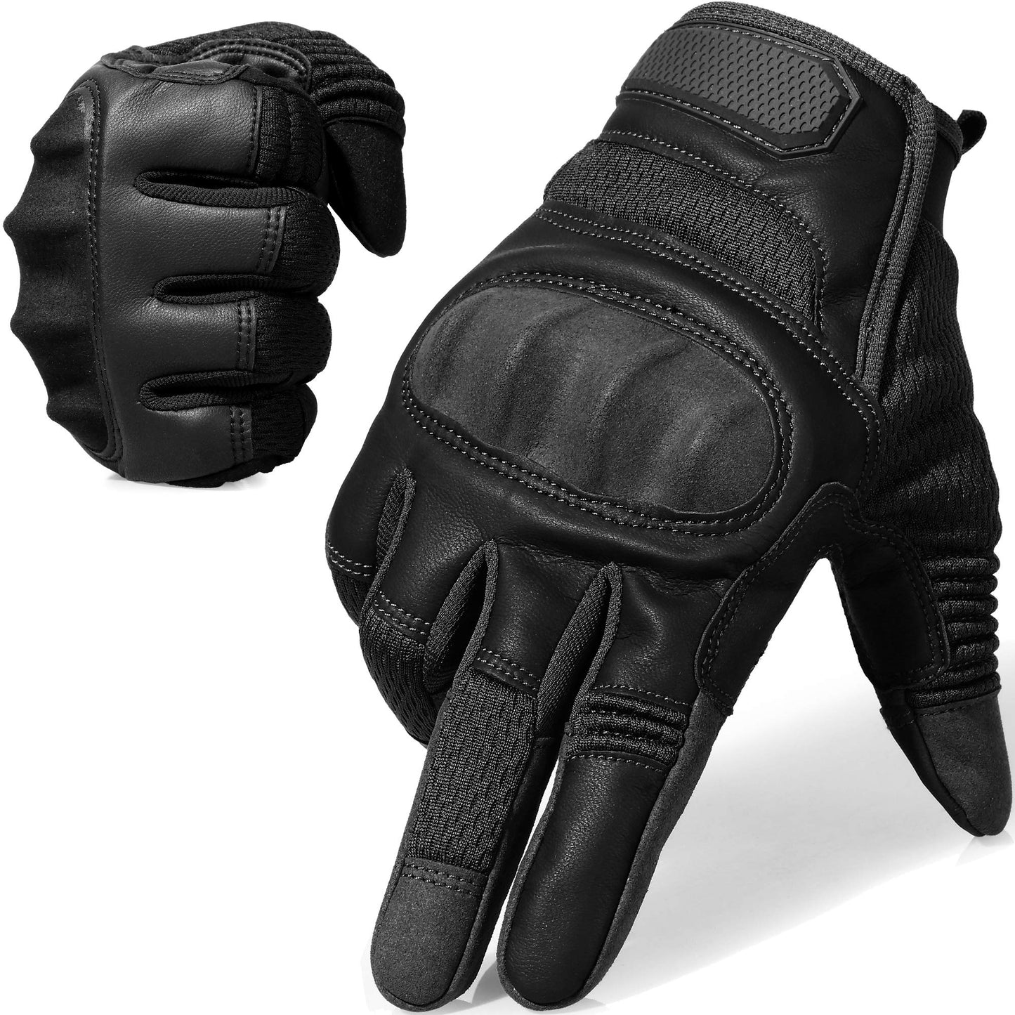 AXBXCX Touchscreen Full Finger Gloves for Men, Padded Gloves Black X-Large