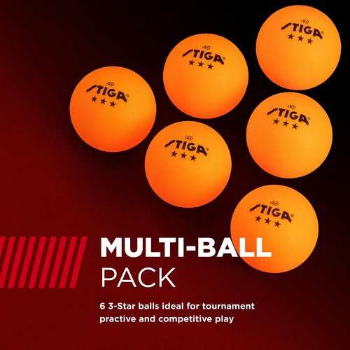 STIGA 6-Pack Orange 3 Star Table Tennis Balls | 40mm ITTF Regulation Size and Weight Ping Pong Balls